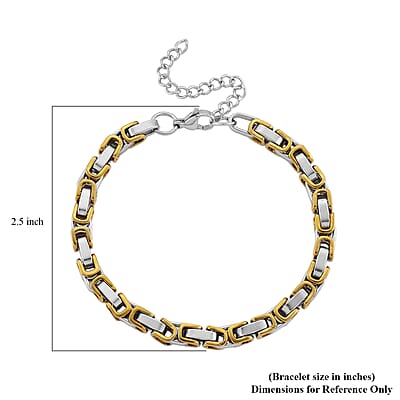 Byzantine Chain Bracelet in ION Plated YG and Stainless Steel (7.5-9.5In)