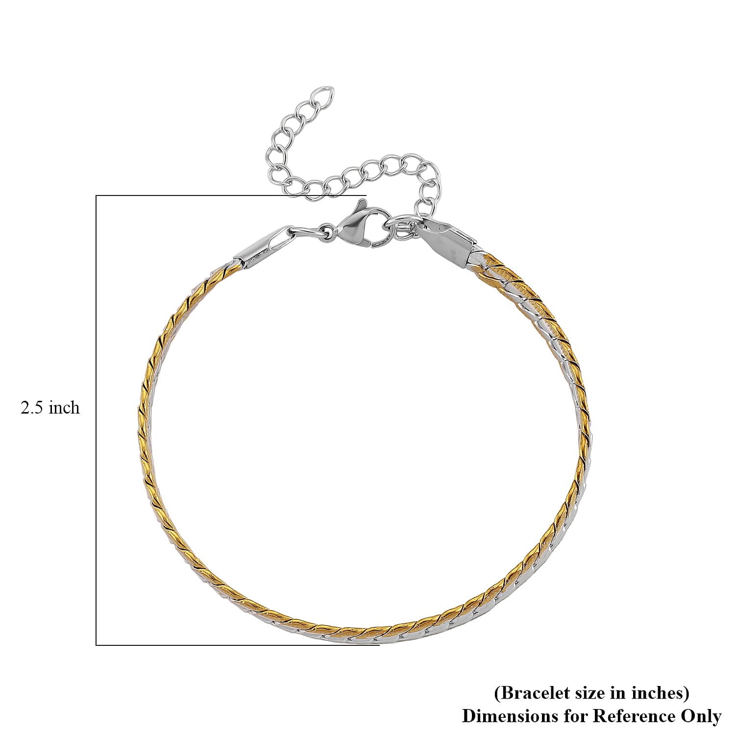 Flat Curb Chain Bracelet in ION Plated YG and Stainless Steel (7.5-9.5In)