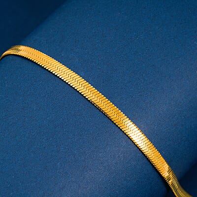 Herringbone Chain Bracelet (7.5-9.5In) in ION Plated YG and Stainless Steel