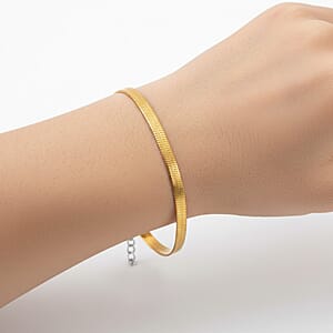 Herringbone Chain Bracelet (7.5-9.5In) in ION Plated YG and Stainless Steel