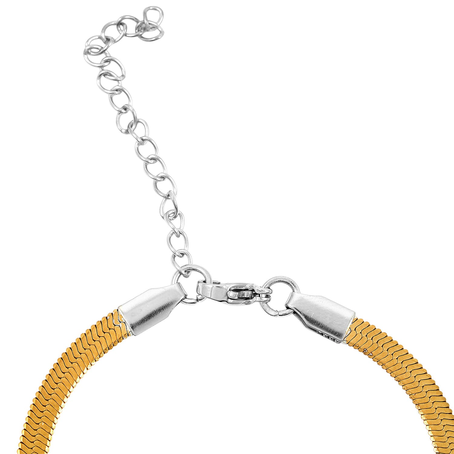 Herringbone Chain Bracelet (7.5-9.5In) in ION Plated YG and Stainless Steel