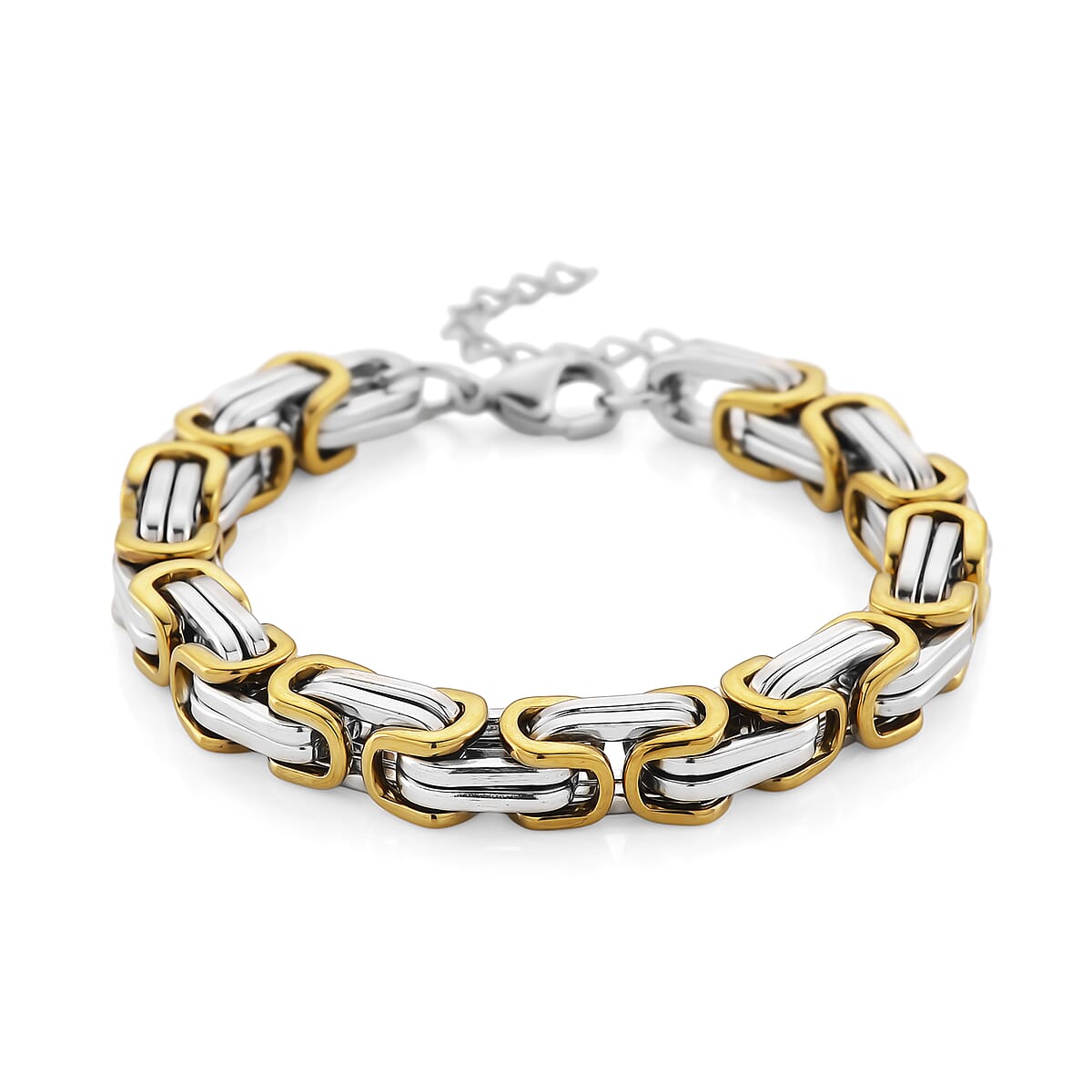 Byzantine Chain Bracelet (7.5-9.5In) in ION Plated YG and Stainless Steel image number 0