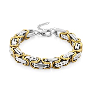 Byzantine Chain Bracelet (7.5-9.5In) in ION Plated YG and Stainless Steel