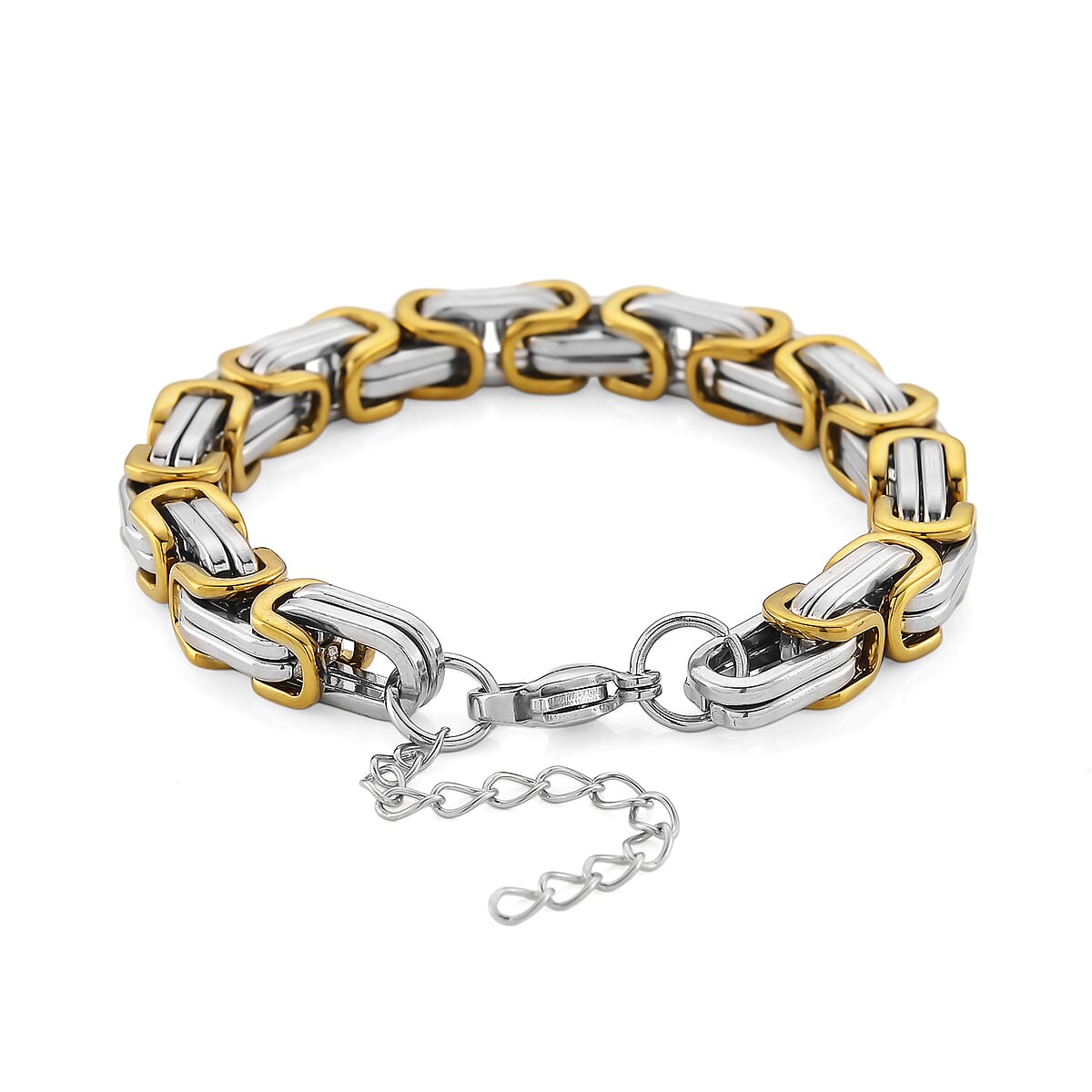 Byzantine Chain Bracelet (7.5-9.5In) in ION Plated YG and Stainless Steel image number 3