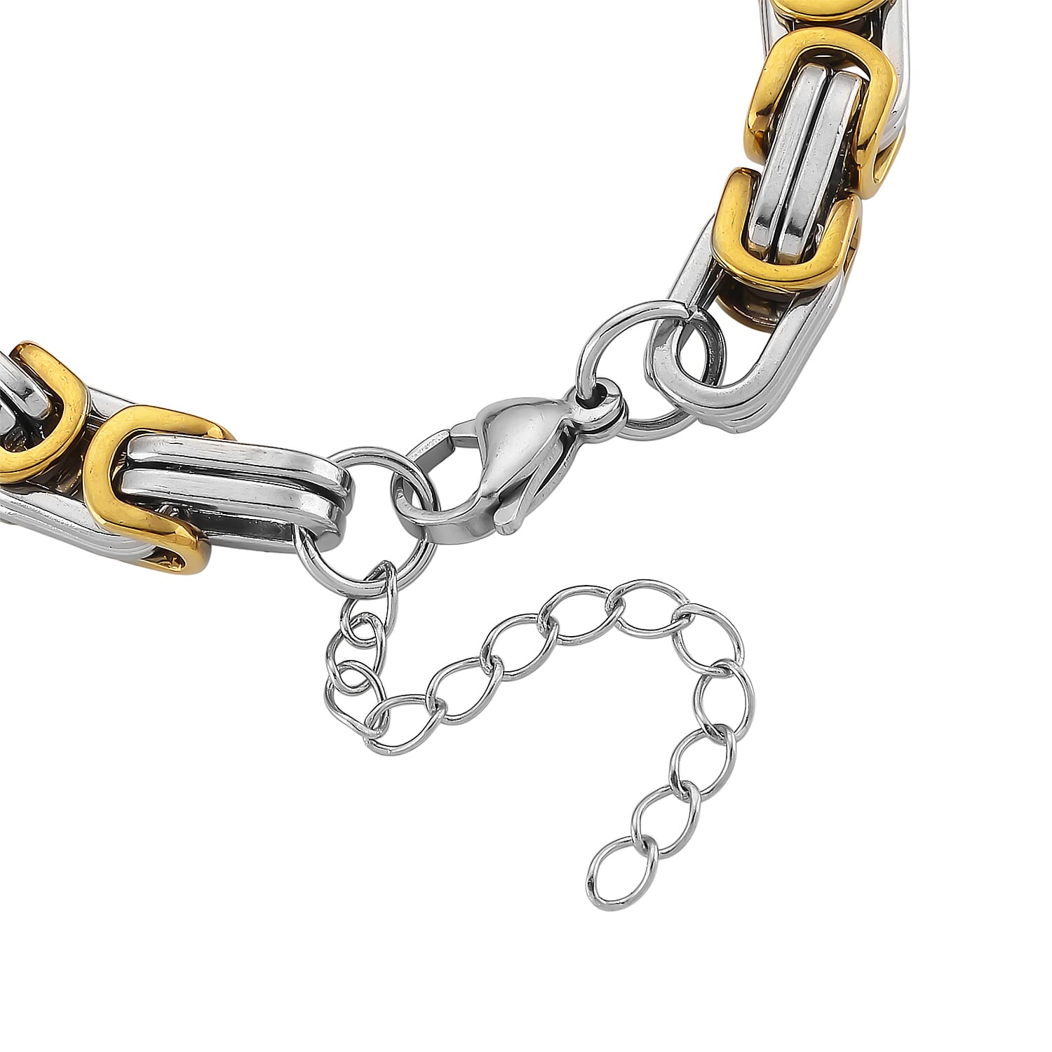 Byzantine Chain Bracelet (7.5-9.5In) in ION Plated YG and Stainless Steel
