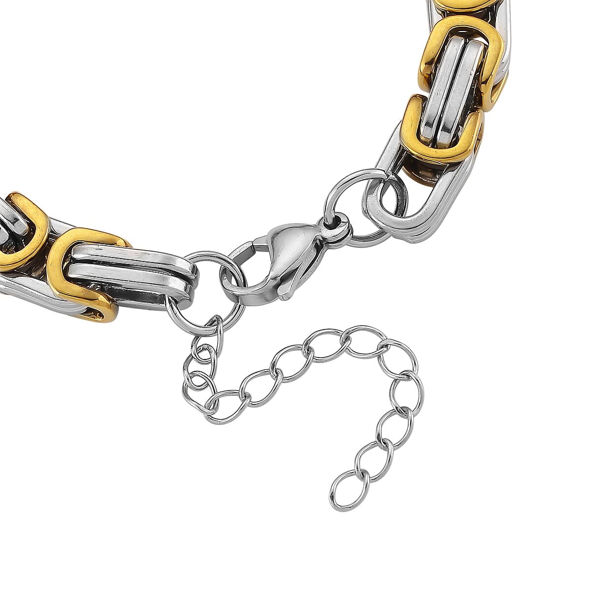Byzantine Chain Bracelet (7.5-9.5In) in ION Plated YG and Stainless Steel image number 4