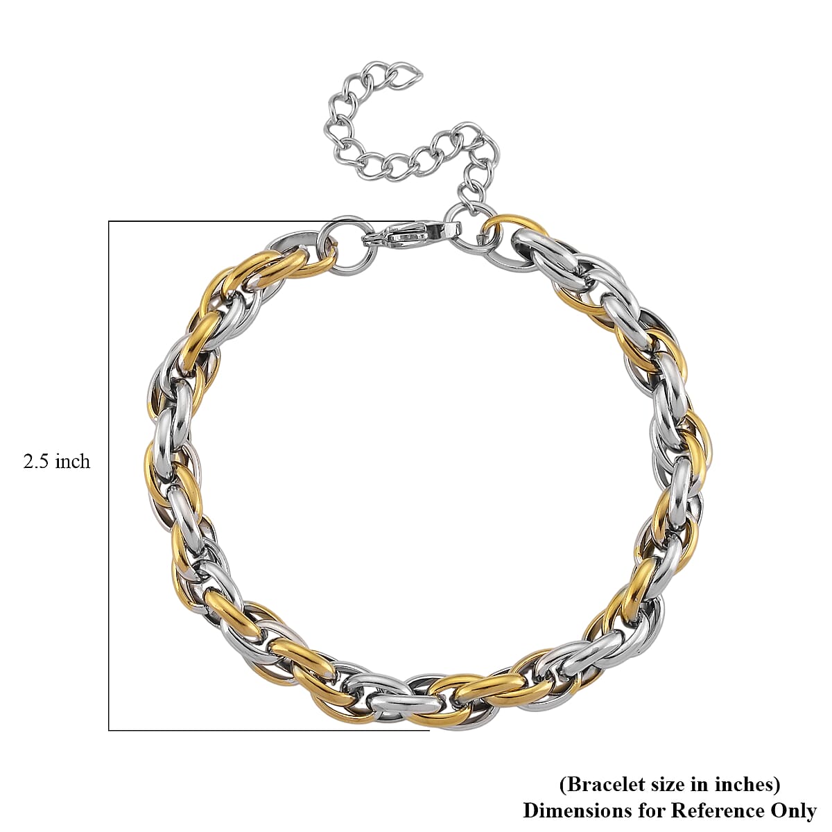 Byzantine Chain Bracelet (7.5-9.5In) in ION Plated YG and Stainless Steel image number 5
