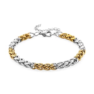 Two-tone Palma Spiga Chain Bracelet (7.5-9.5In) in ION Plated YG and Stainless Steel