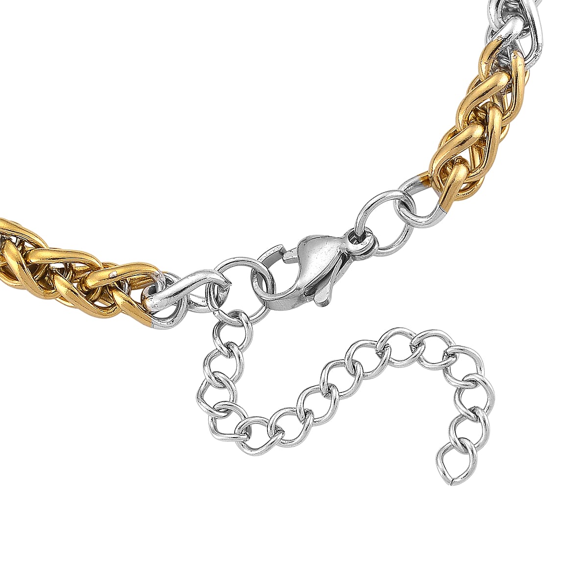Two-tone Palma Spiga Chain Bracelet (7.5-9.5In) in ION Plated YG and Stainless Steel image number 4