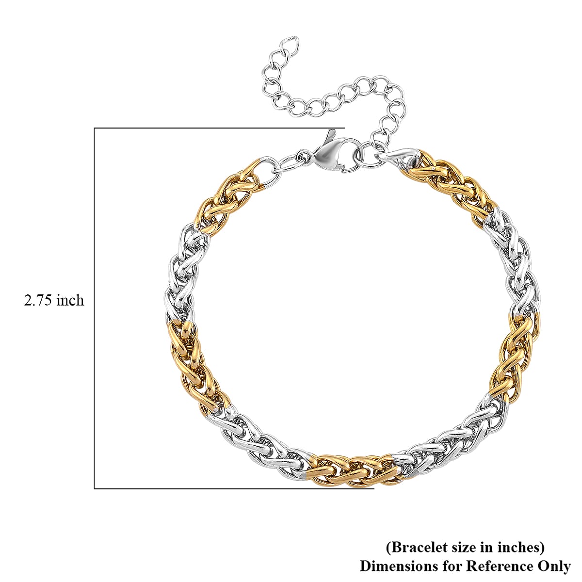 Two-tone Palma Spiga Chain Bracelet (7.5-9.5In) in ION Plated YG and Stainless Steel image number 5