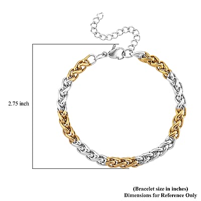 Two-tone Palma Spiga Chain Bracelet (7.5-9.5In) in ION Plated YG and Stainless Steel