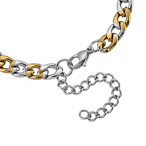 Two-tone Cuban Chain Bracelet (7.5-9.5In) in ION Plated YG and Stainless Steel