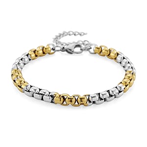 Two-tone Pop Chain Bracelet (7.5-9.5In) in ION Plated YG and Stainless Steel