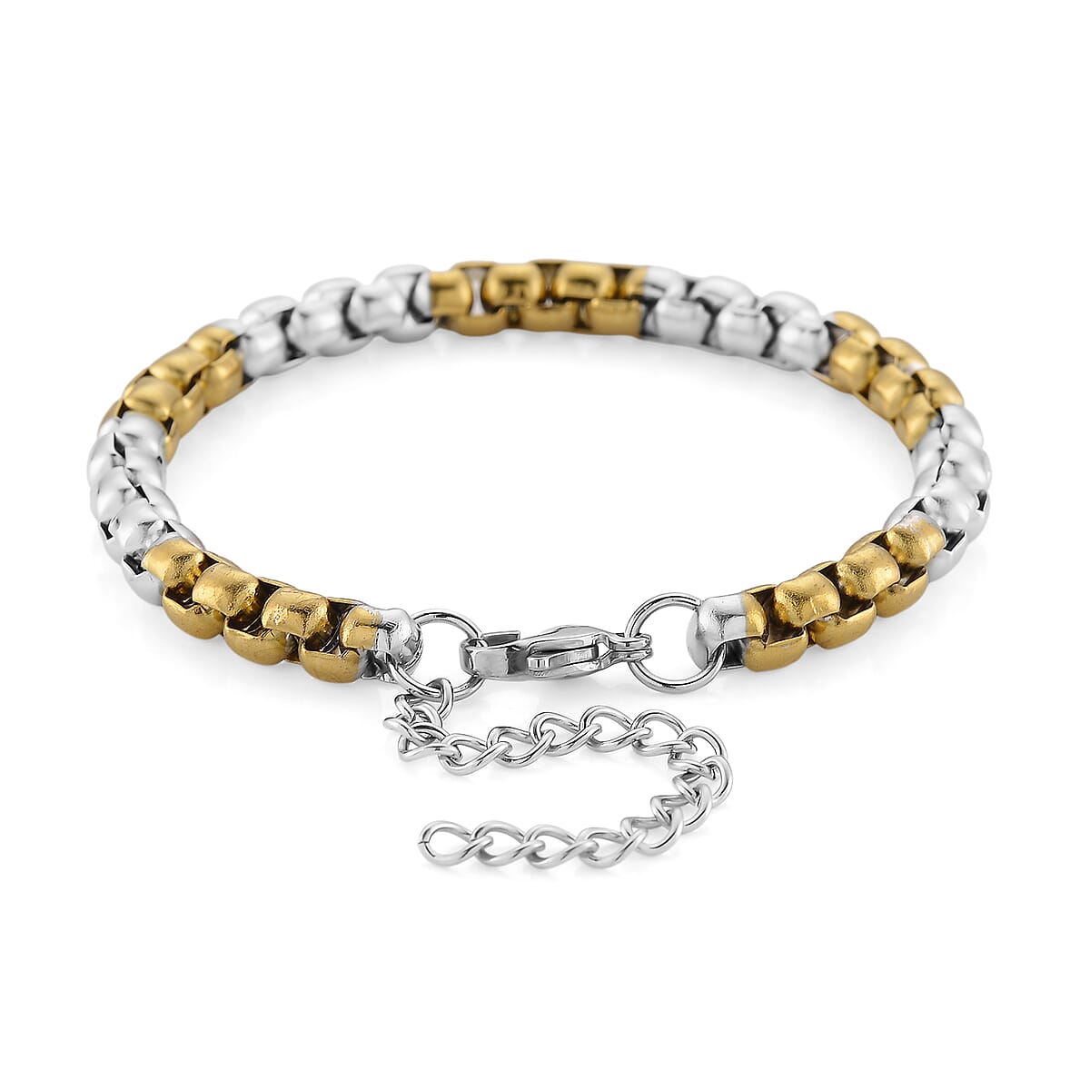 Two-tone Pop Chain Bracelet (7.5-9.5In) in ION Plated YG and Stainless Steel image number 2