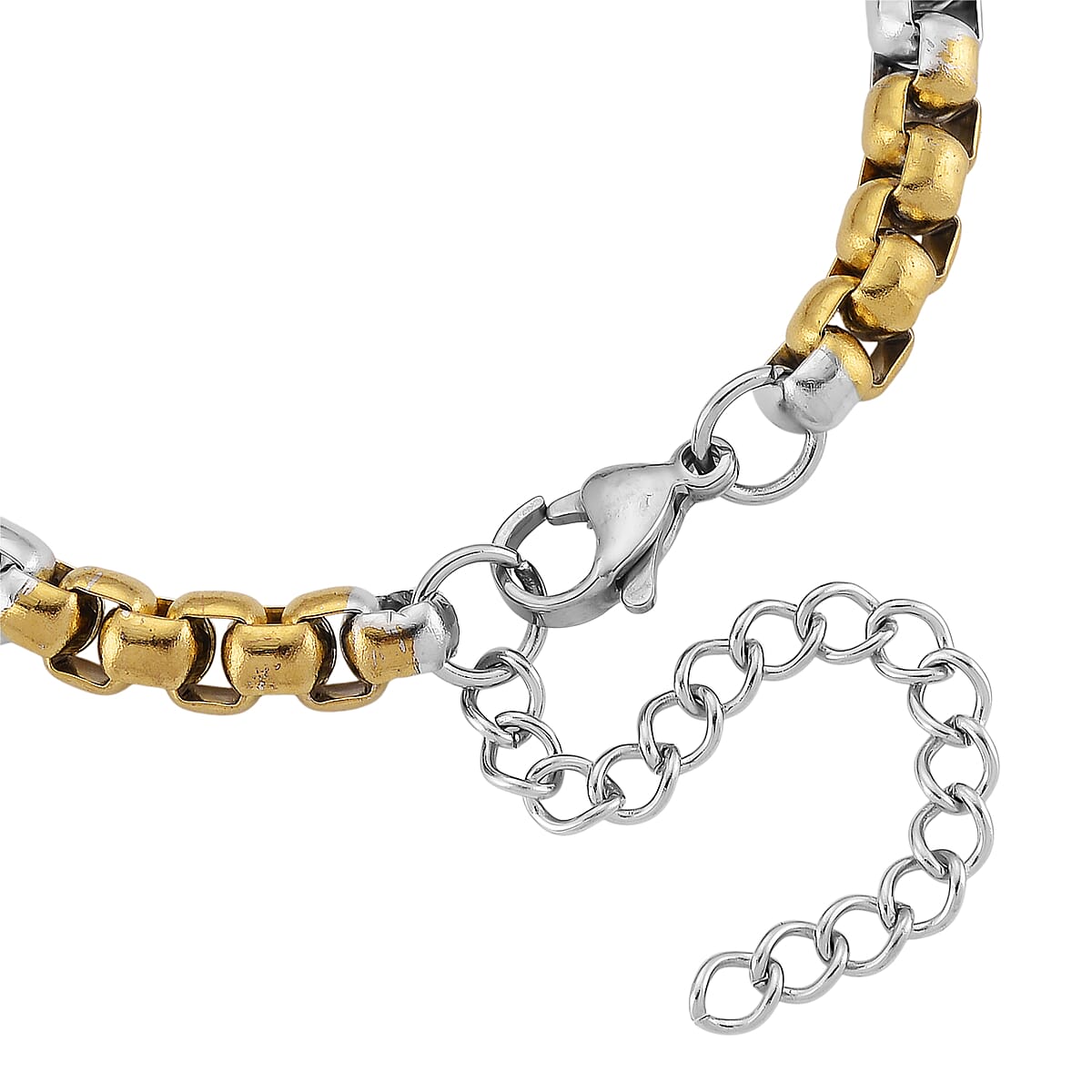 Two-tone Pop Chain Bracelet (7.5-9.5In) in ION Plated YG and Stainless Steel image number 3