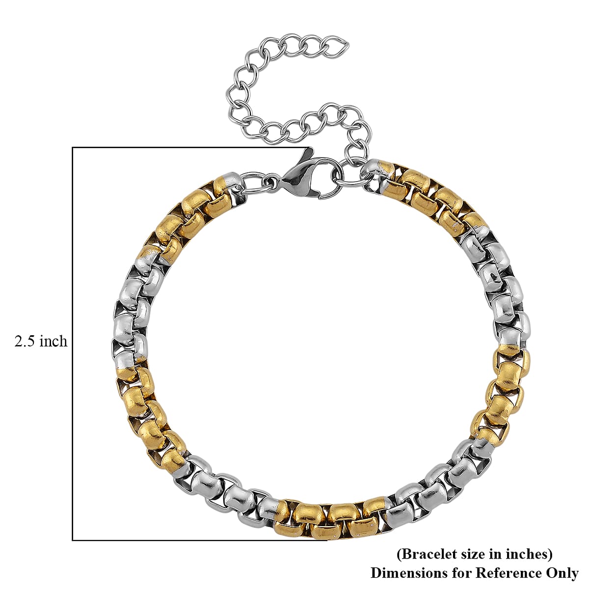 Two-tone Pop Chain Bracelet (7.5-9.5In) in ION Plated YG and Stainless Steel image number 4