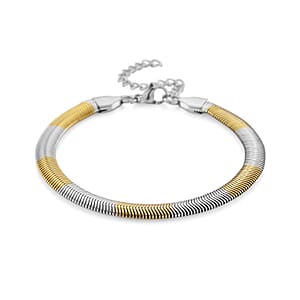 Two-tone Flat Snake Chain Bracelet (7.5-9.5In) in ION Plated YG and Stainless Steel