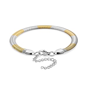 Two-tone Flat Snake Chain Bracelet (7.5-9.5In) in ION Plated YG and Stainless Steel