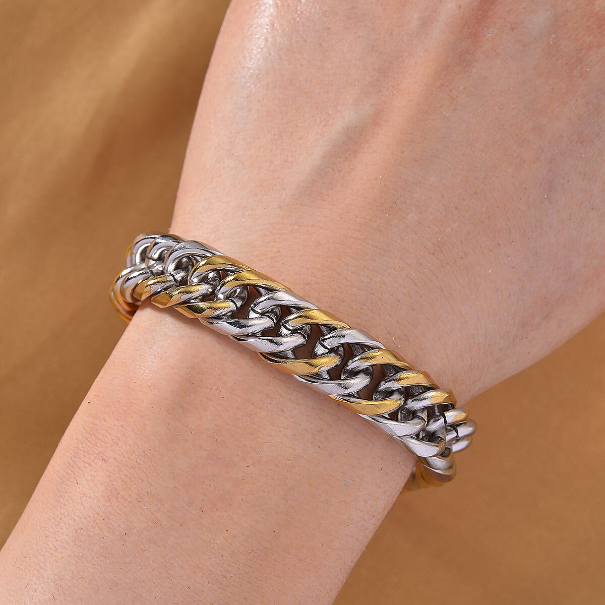 Luxe Chain Bracelet (7.5-9In) in ION Plated YG and Stainless Steel image number 1