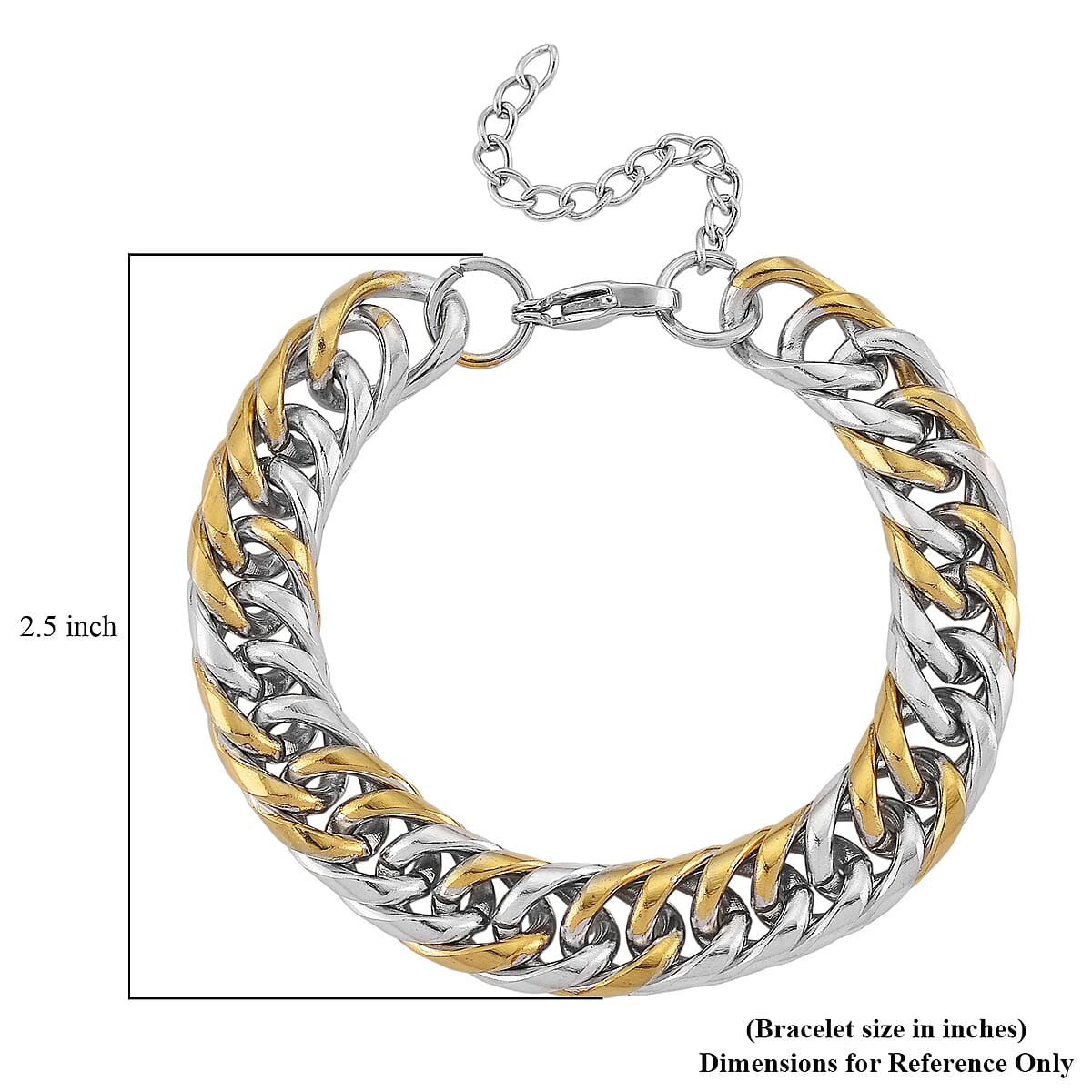 Luxe Chain Bracelet (7.5-9In) in ION Plated YG and Stainless Steel image number 4
