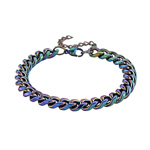 Curb Bracelet (7.5-9In) in ION Plated Mystic Stainless Steel