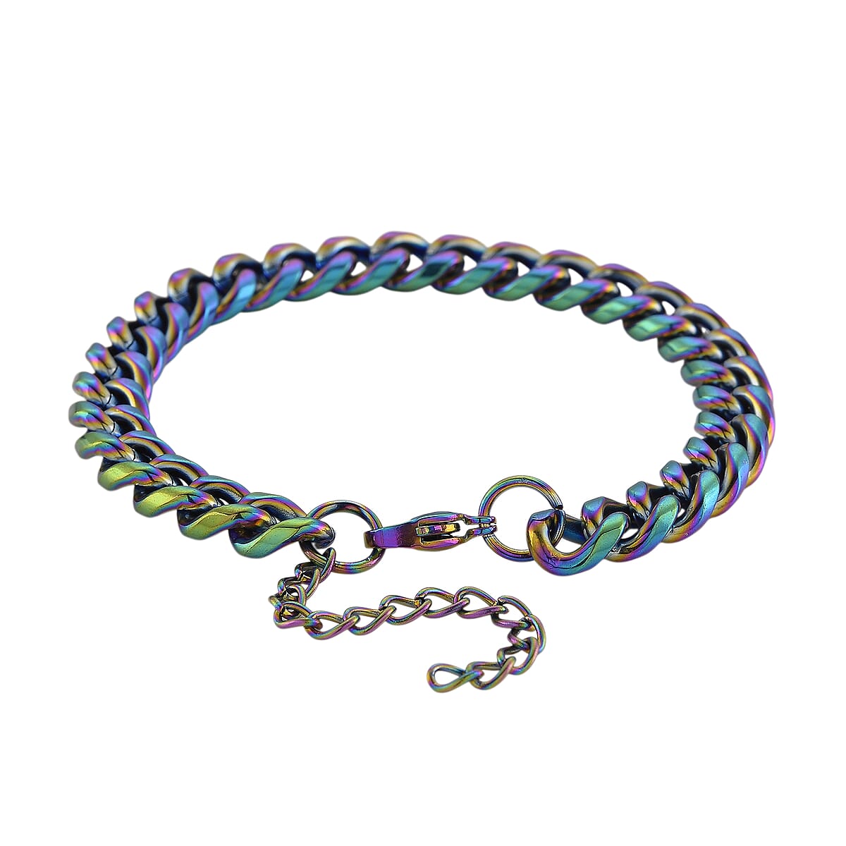 Curb Bracelet (7.5-9In) in ION Plated Mystic Stainless Steel image number 2
