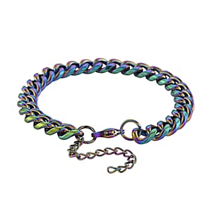 Curb Bracelet (7.5-9In) in ION Plated Mystic Stainless Steel