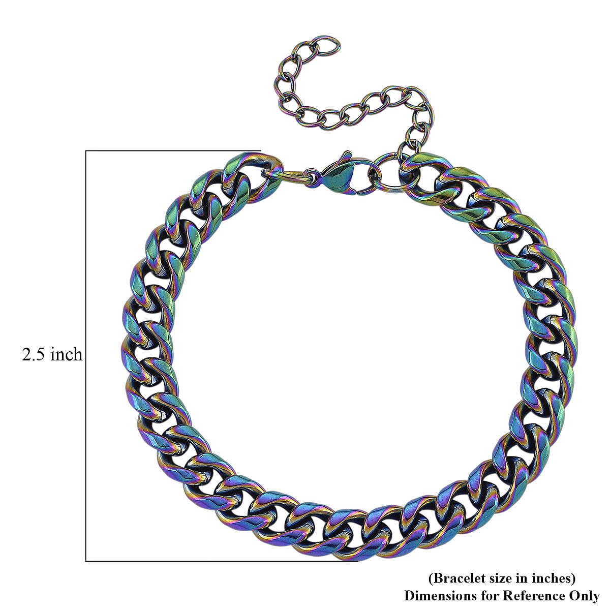 Curb Bracelet (7.5-9In) in ION Plated Mystic Stainless Steel image number 4