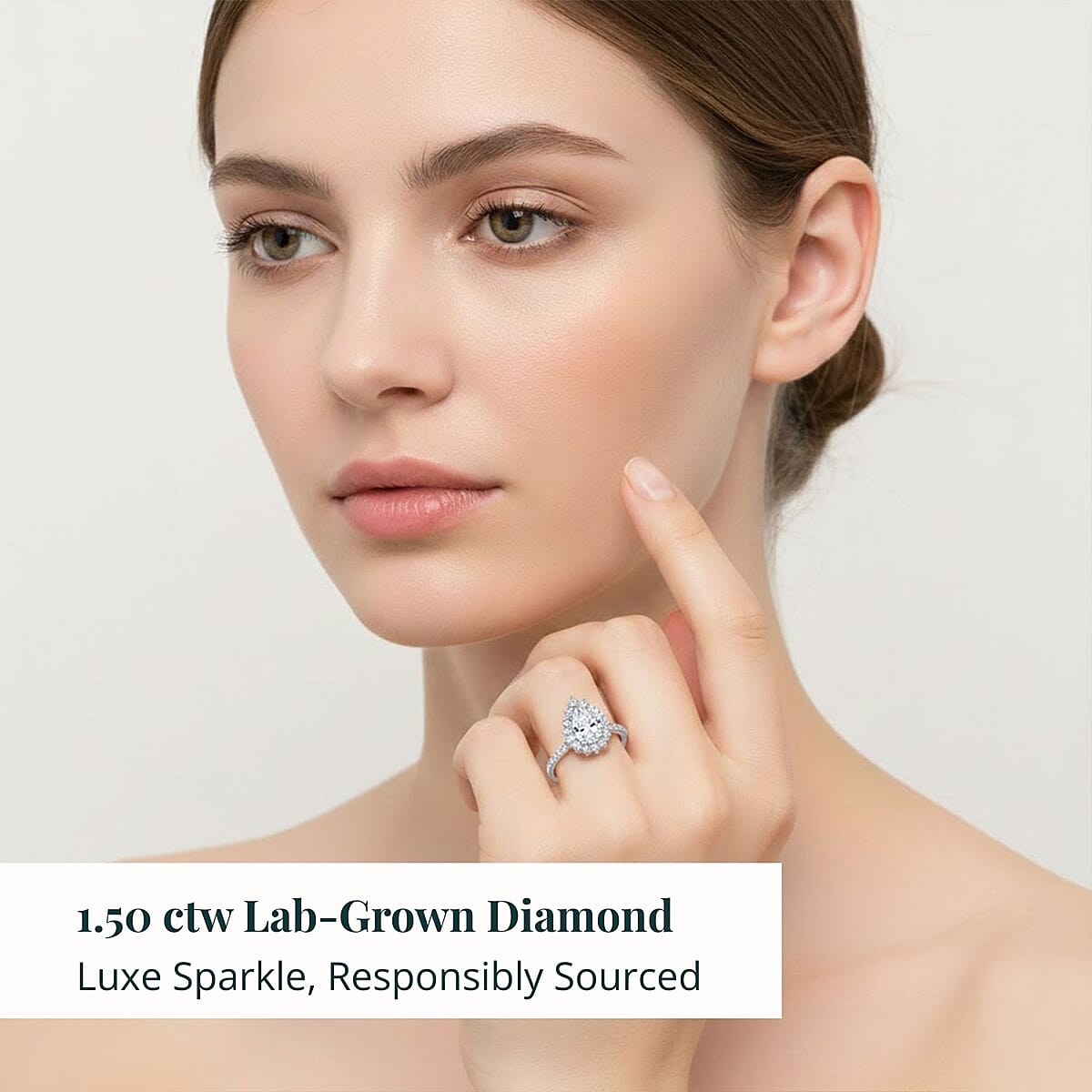 Luxuriant Lab Grown Diamond E-F VS 1.50 ctw Snowdrop Halo Ring in Rhodium Over Sterling Silver (Size 7.0) image number 1