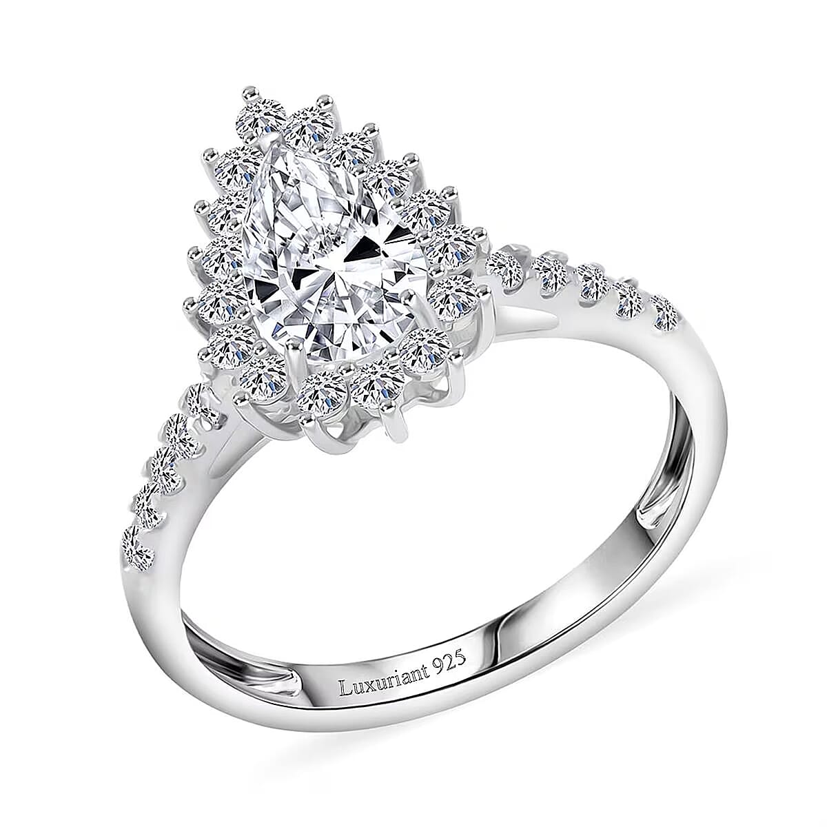 Luxuriant Lab Grown Diamond E-F VS 1.50 ctw Snowdrop Halo Ring in Rhodium Over Sterling Silver (Size 8.0) image number 0