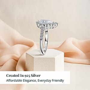 Luxuriant Lab Grown Diamond E-F VS 1.50 ctw Snowdrop Halo Ring in Rhodium Over Sterling Silver (Size 8.0)