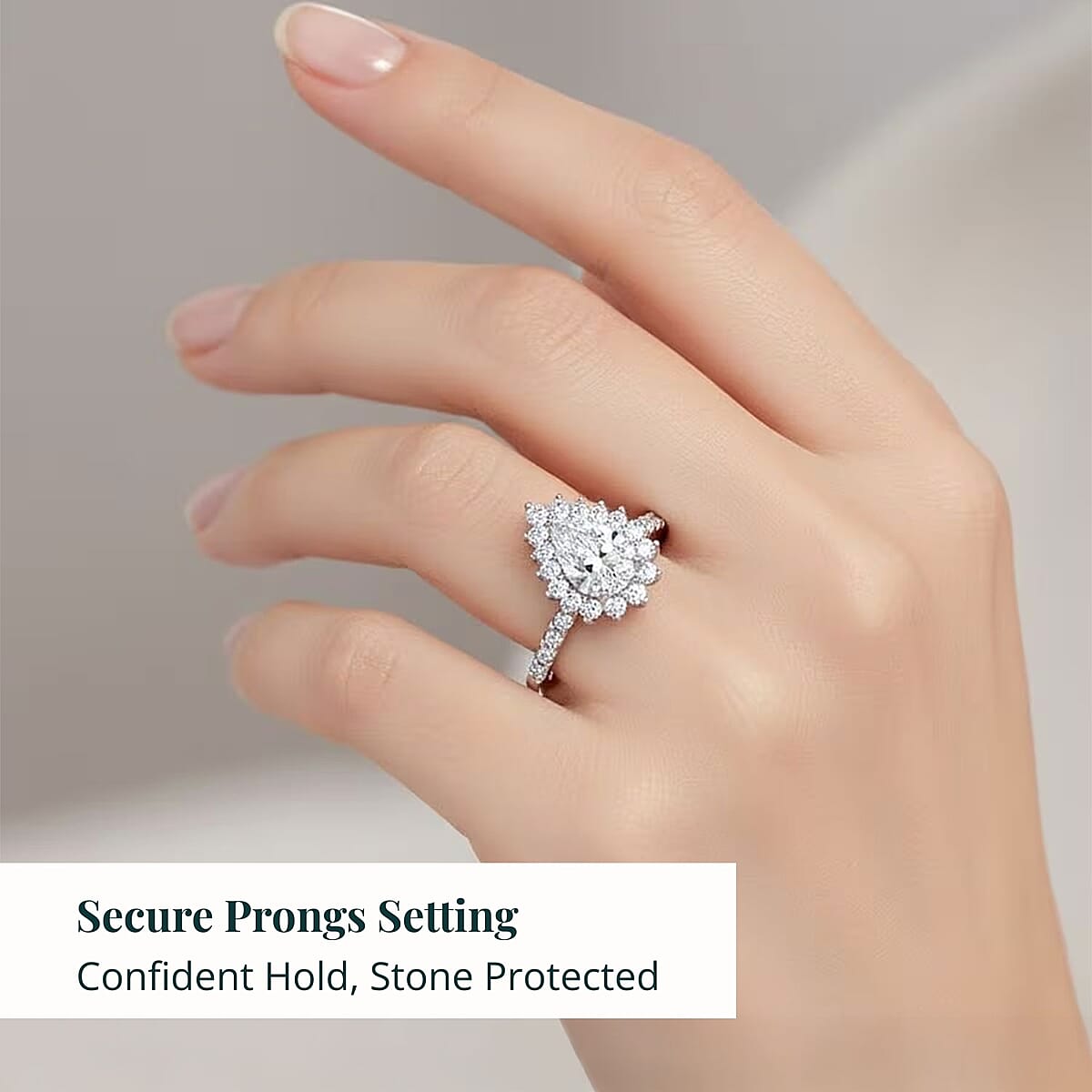 Luxuriant Lab Grown Diamond E-F VS 1.50 ctw Snowdrop Halo Ring in Rhodium Over Sterling Silver (Size 8.0) image number 4