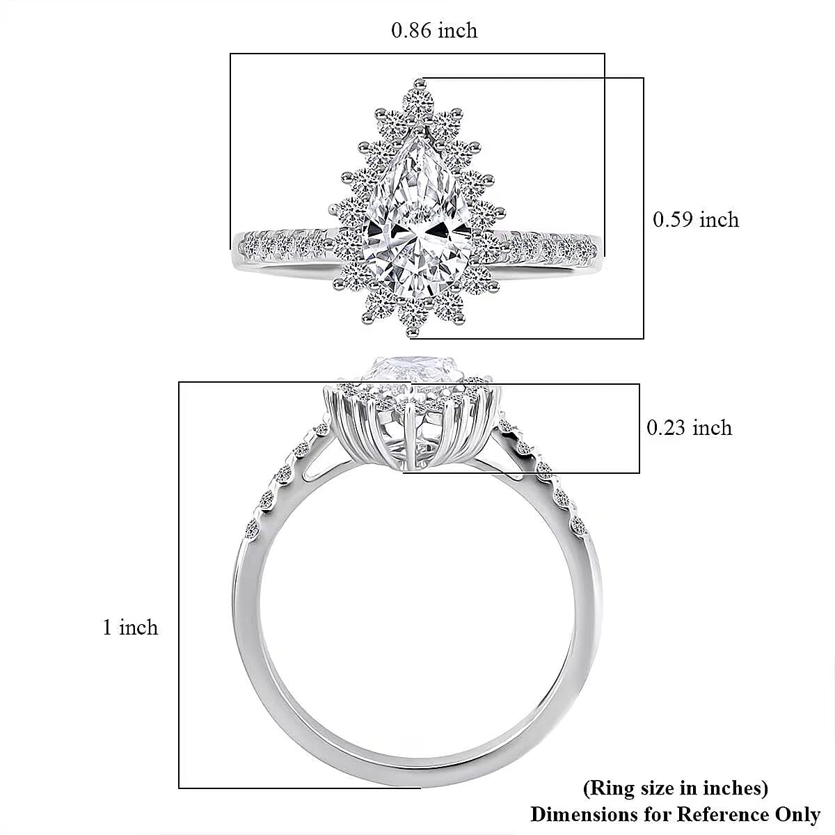 Luxuriant Lab Grown Diamond E-F VS 1.50 ctw Snowdrop Halo Ring in Rhodium Over Sterling Silver (Size 8.0) image number 6