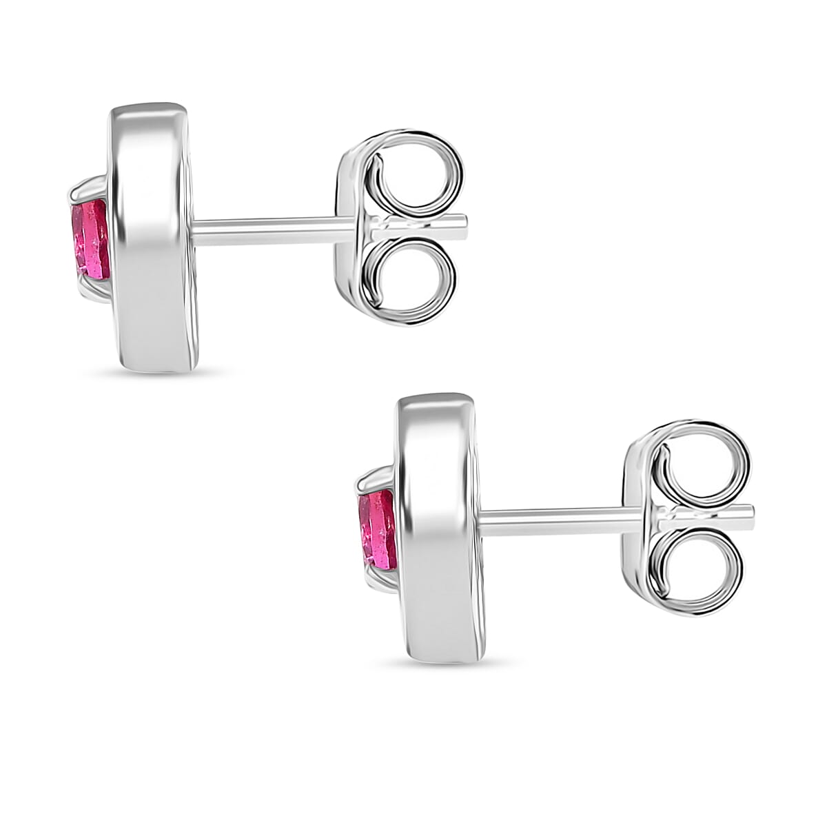 D'Joy AAA Lab Grown Bixbite and Moissanite 0.90 ctw Earrings in Rhodium Over Sterling Silver