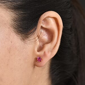 Luxuriant Lab Grown Bixbite 1.20 ctw Earrings in 18K Vermeil Yellow Gold Over Sterling Silver