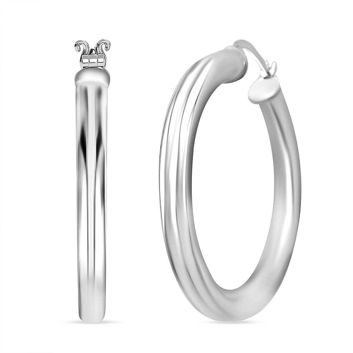 Made In Italy Round Hoop Earrings in Sterling Silver 7.81 Grams image number 0