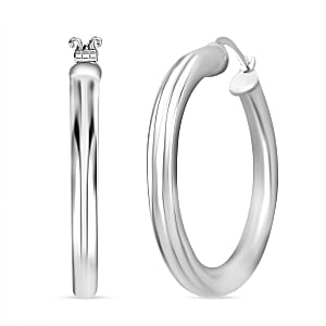 Made In Italy Round Hoop Earrings in Sterling Silver 7.81 Grams