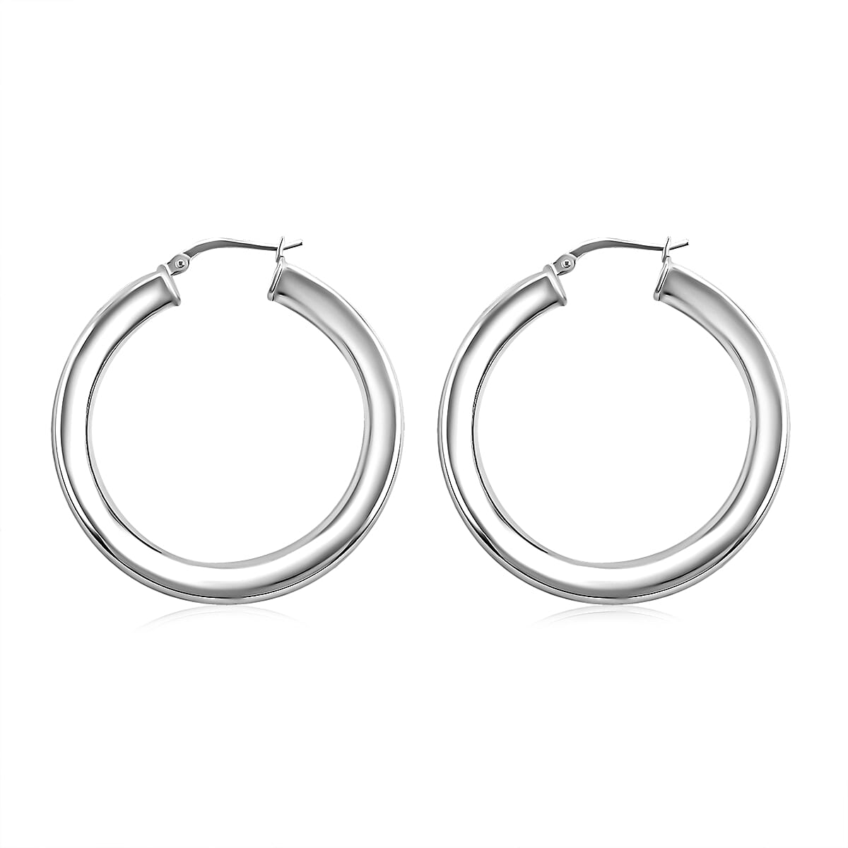 Italian Round Hoop Earrings in Sterling Silver 7.81 Grams