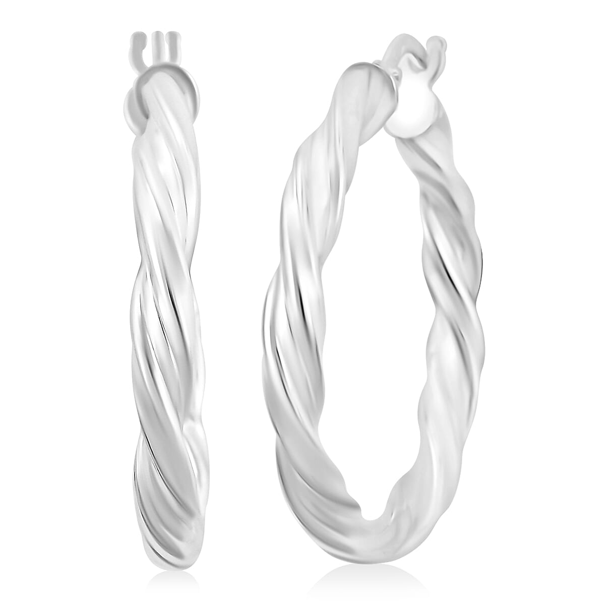 Made In Italy Round Twist Hoop Earrings in Sterling Silver 3.69 Grams image number 0