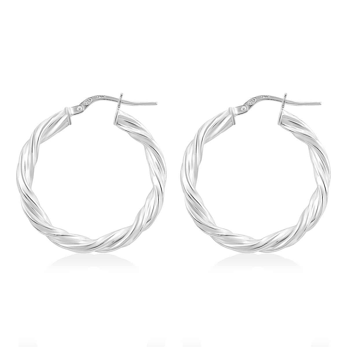 Made In Italy Round Twist Hoop Earrings in Sterling Silver 3.69 Grams image number 4