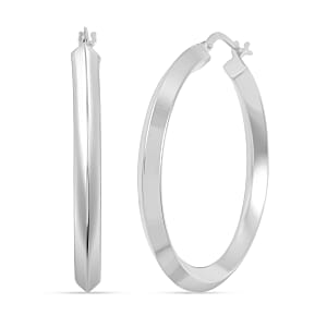 Made In Italy Concave Hoop Earrings in Sterling Silver 5.24 Grams