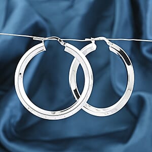 Italian Concave Hoop Earrings in Sterling Silver 5.24 Grams