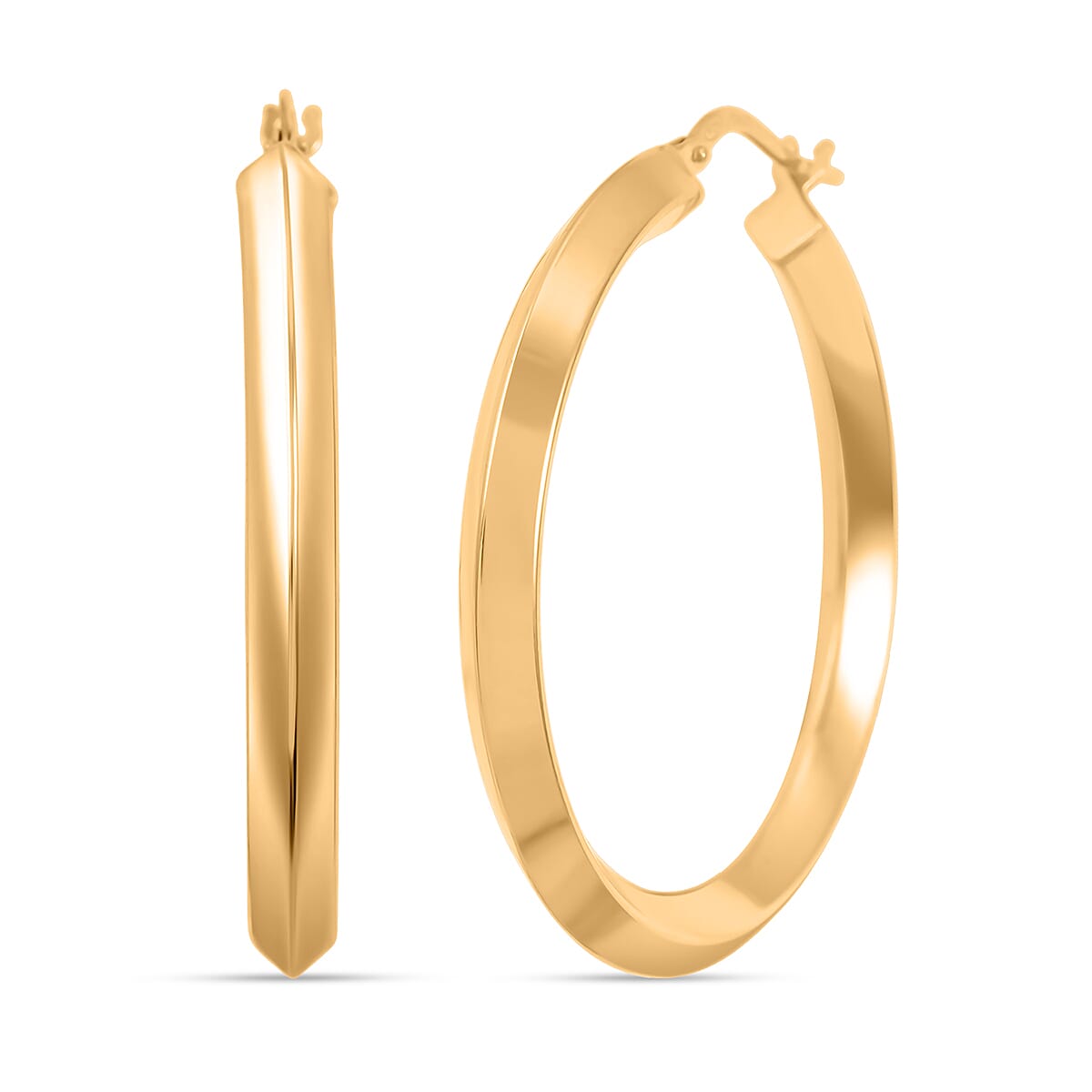 Made In Italy Concave Hoop Earrings in 14K Yellow Gold Over Sterling Silver 5.45 Grams image number 0