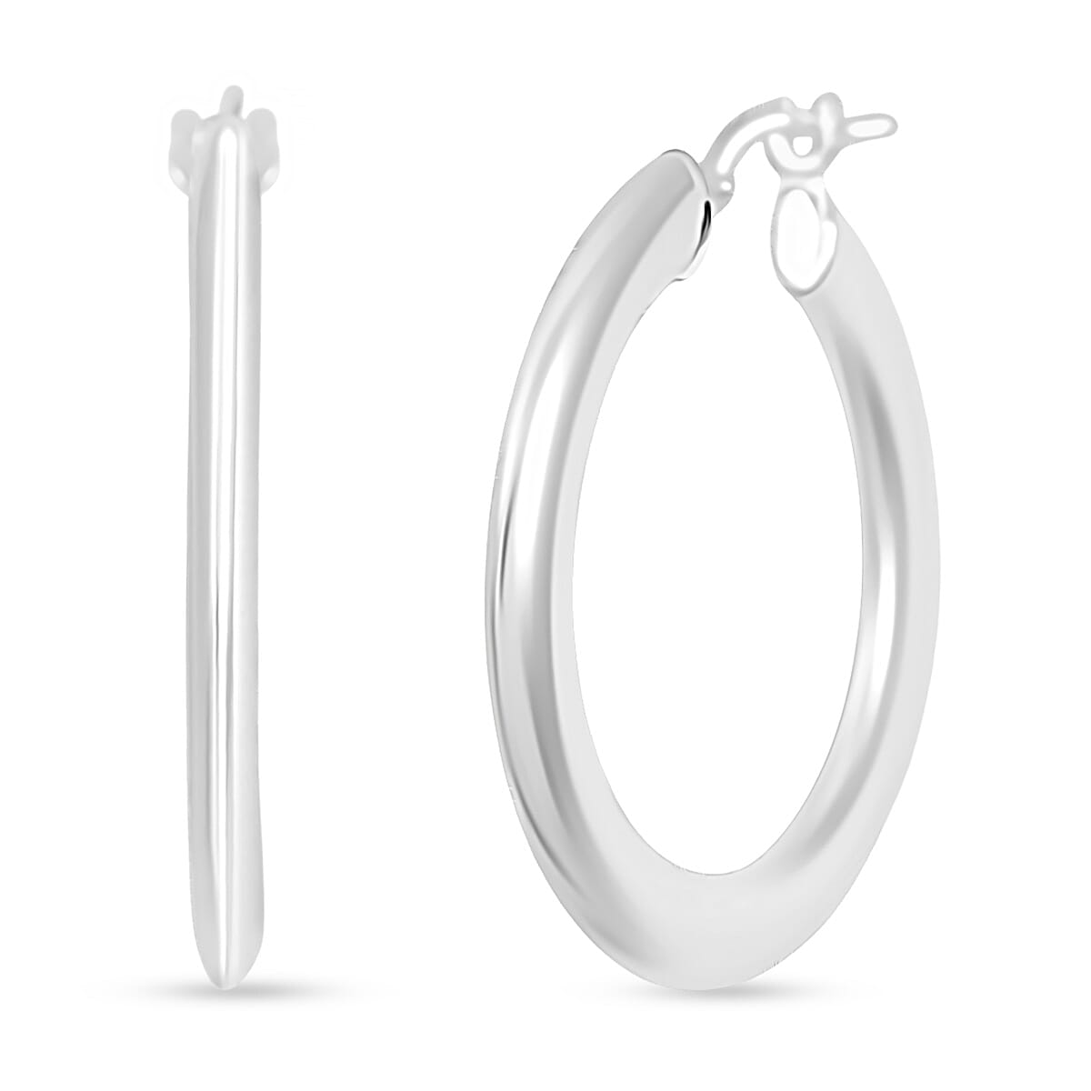 Made In Italy Wide Round Flat Hoop Earrings in Sterling Silver 3.63 Grams image number 0