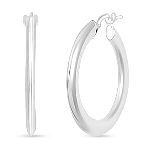Made In Italy Wide Round Flat Hoop Earrings in Sterling Silver 3.63 Grams