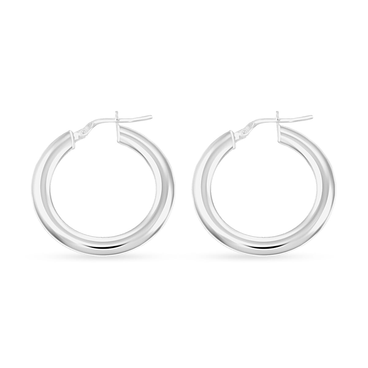 Made In Italy Wide Round Flat Hoop Earrings in Sterling Silver 3.63 Grams image number 3