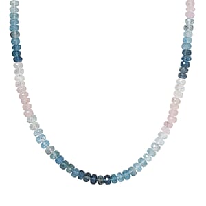 D'Joy Morganite , Aquamarine  Necklace (18-20 Inches) in Rhodium Over Sterling Silver 125.00 ctw