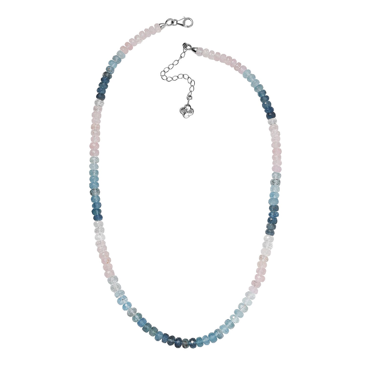 D'Joy Marropino Morganite and Mangoro Aquamarine 125.00 ctw Beaded Necklace in Rhodium Over Sterling Silver 18-20 Inches