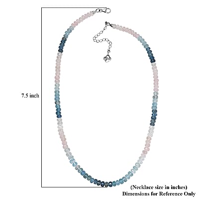 D'Joy Premium Marropino Morganite and Mangoro Aquamarine 125.00 ctw Beaded Necklace in Rhodium Over Sterling Silver 18-20 Inches