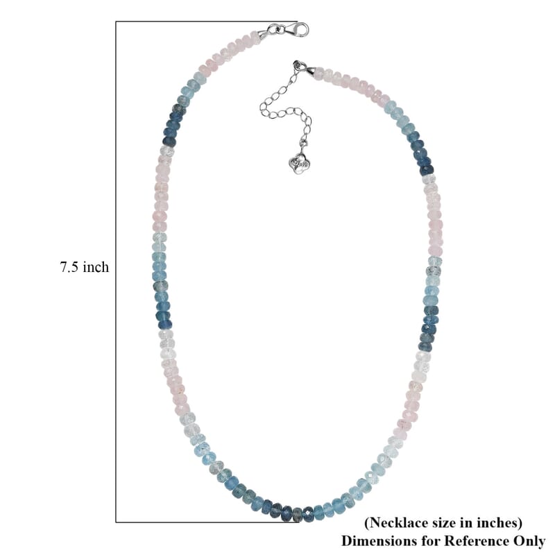 D'Joy Premium Marropino Morganite and Mangoro Aquamarine 125.00 ctw Beaded Necklace in Rhodium Over Sterling Silver 18-20 Inches